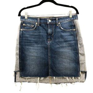 7 For All Mankind Jean Skirt Size 29 Blue Denim Raw Hem High Low Mini